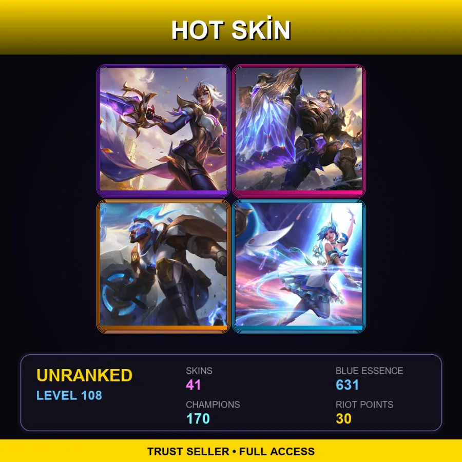 EUNE | Lv108 | Unranked | 41 Skin | 170 Champ — LoL account