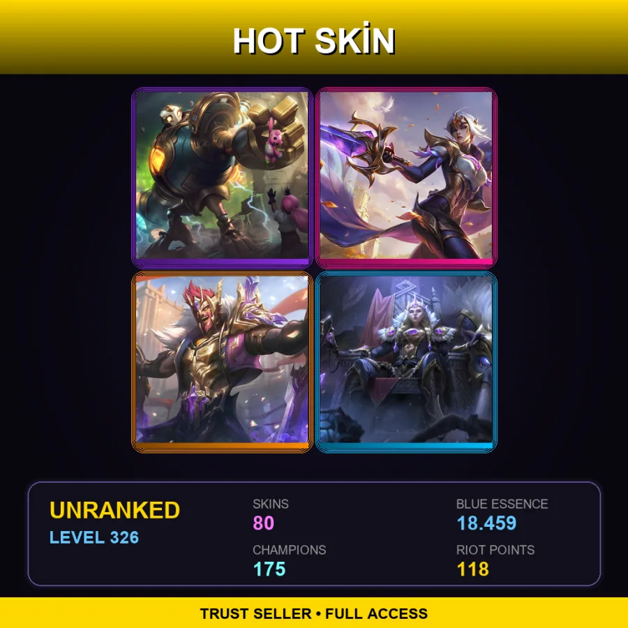 TR | Lv326 | Unranked | 80 Skin | 175 Champ — LoL account