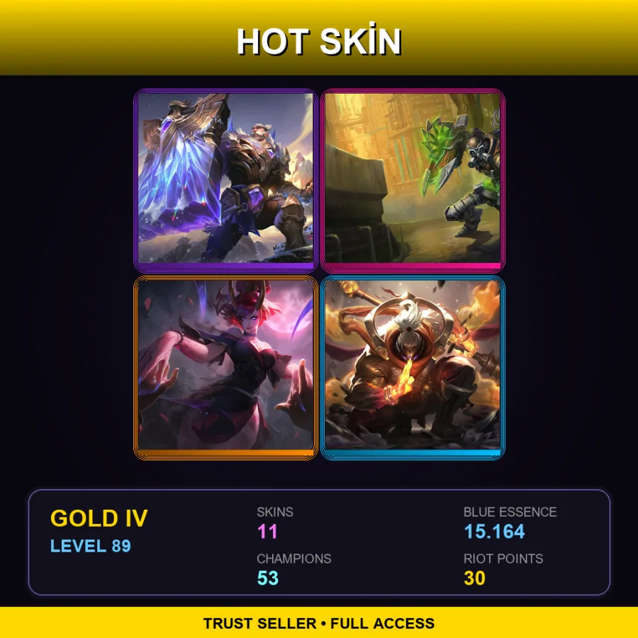 EUW | Lv89 | Gold IV | 11 Skin | 53 Champ