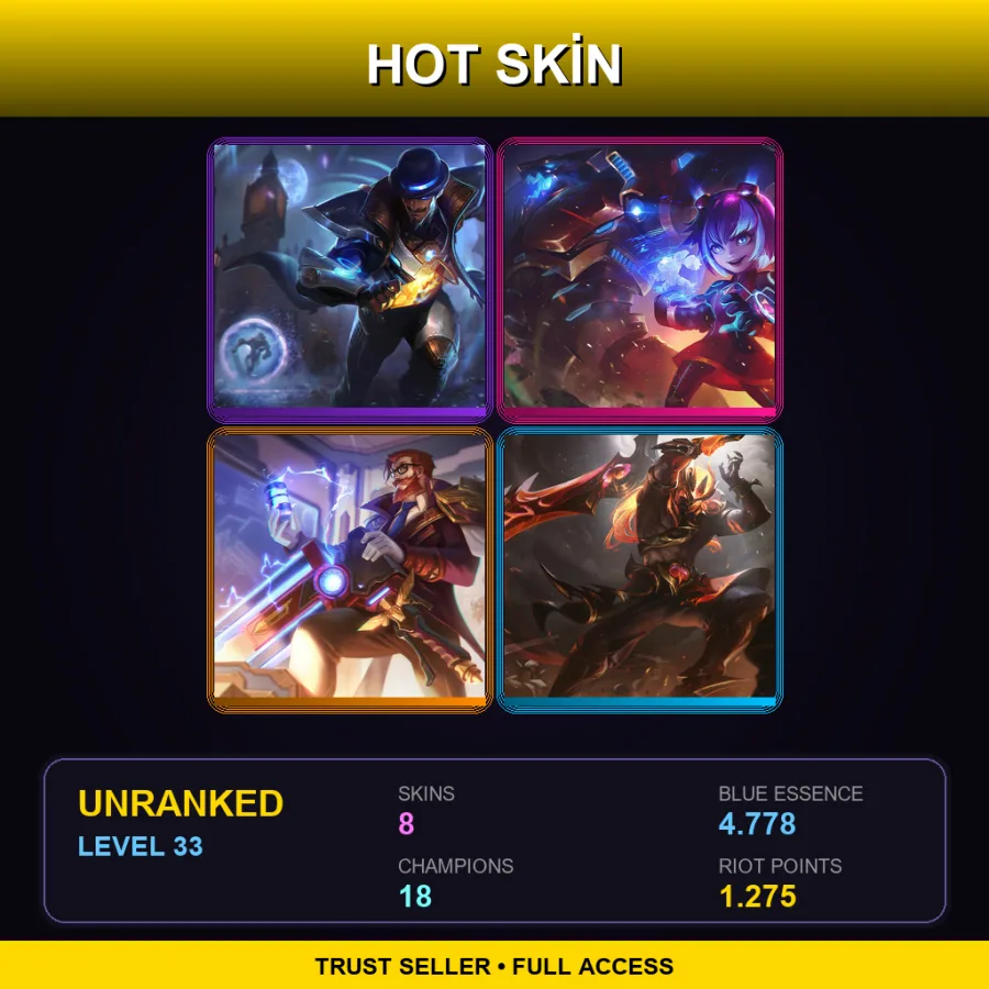 TR | Lv33 | Unranked | 8 Skin | 18 Champ — LoL account