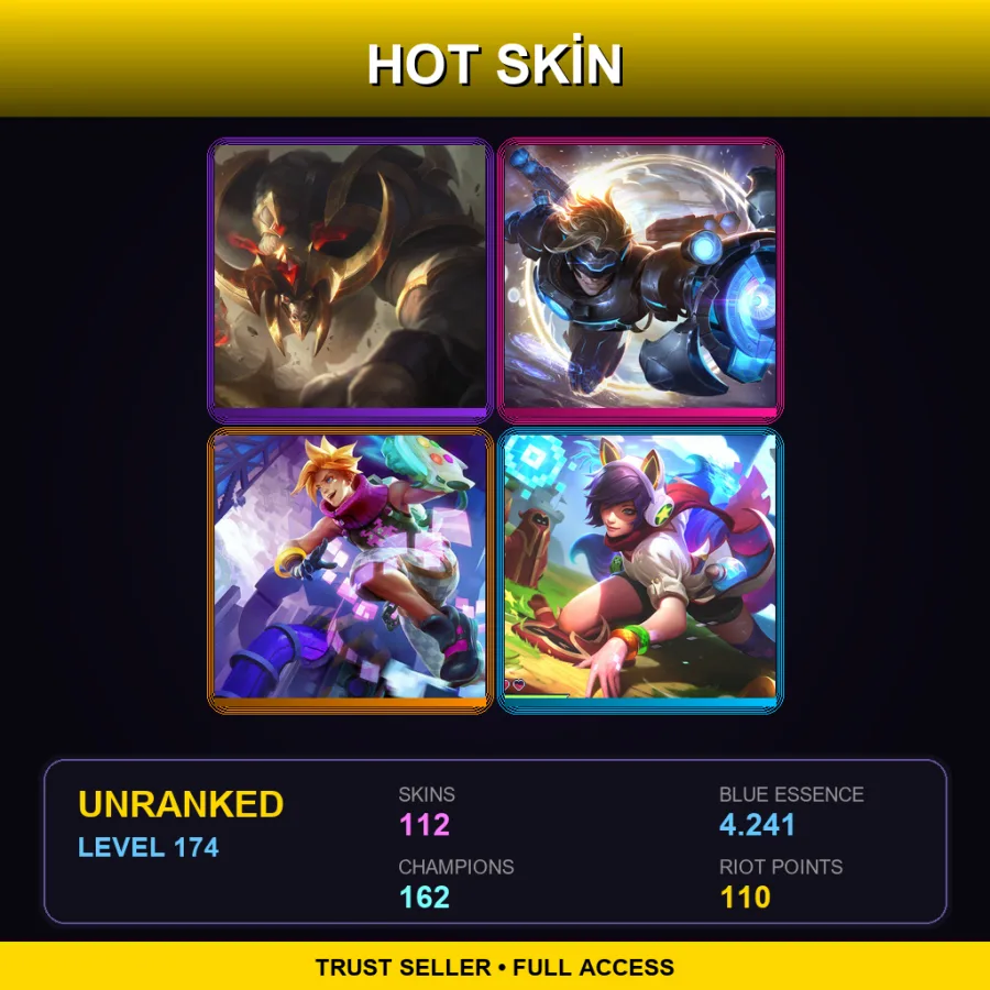 TW | Lv174 | Unranked | 112 Skin | 162 Champ