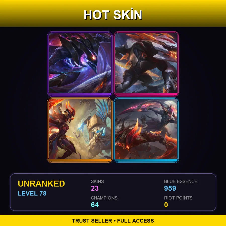 LAS | Lv78 | Unranked | 23 Skin | 64 Champ — LoL account