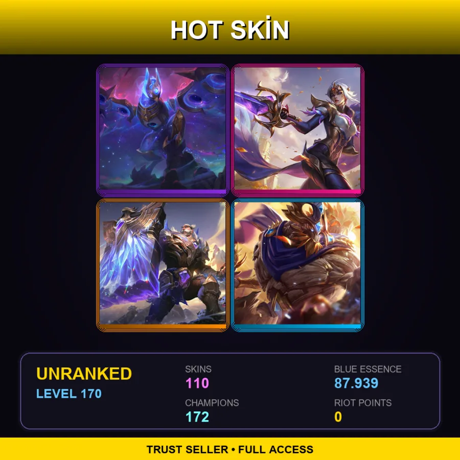 SG | Lv170 | Unranked | 110 Skin | 172 Champ — LoL account