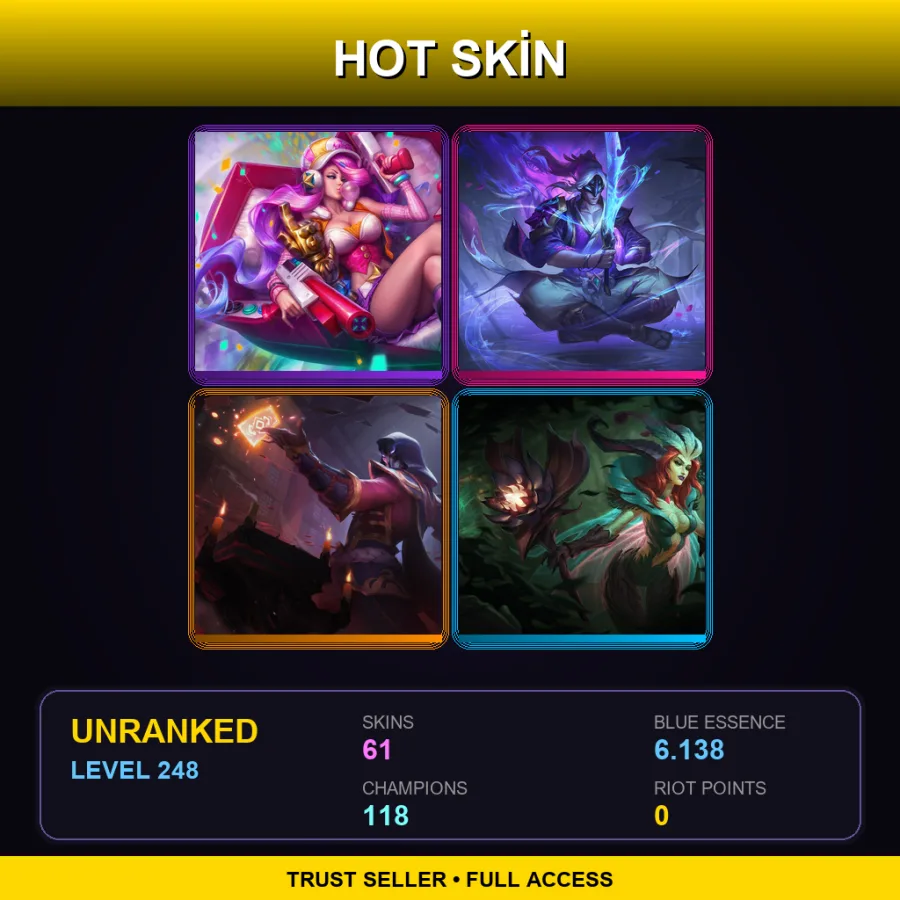 EUNE | Lv248 | Unranked | 61 Skin | 118 Champ — Headhunter Master Yi