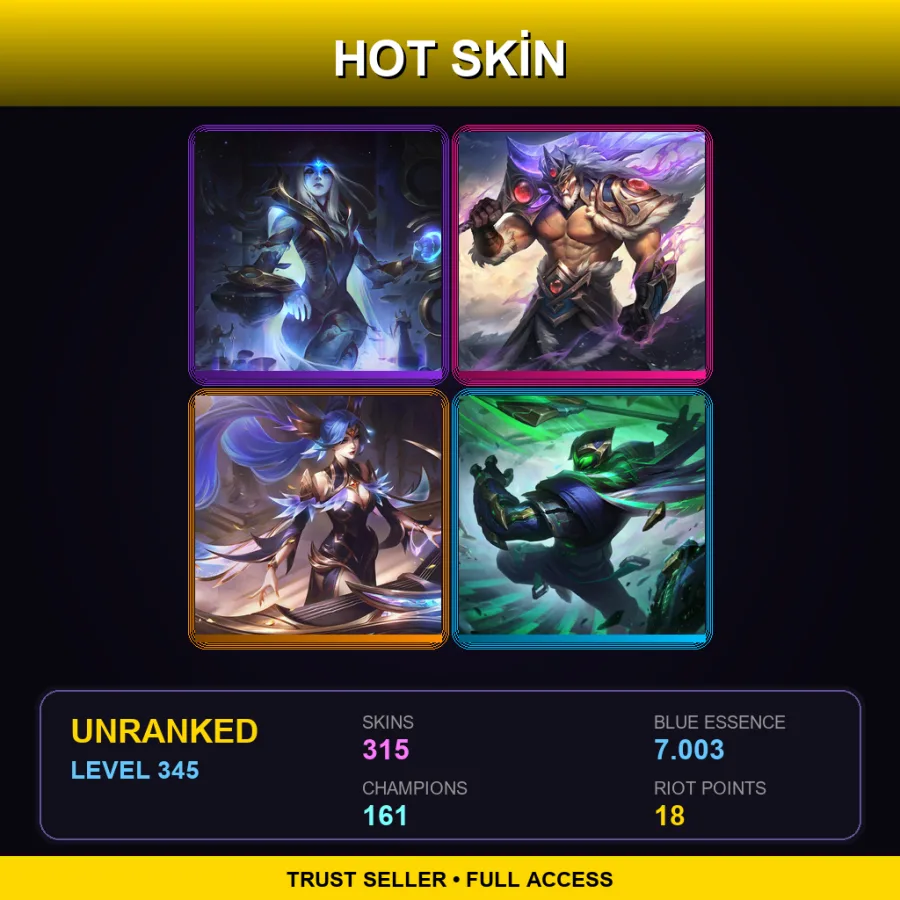 TR | Lv345 | Unranked | 315 Skin | 161 Champ