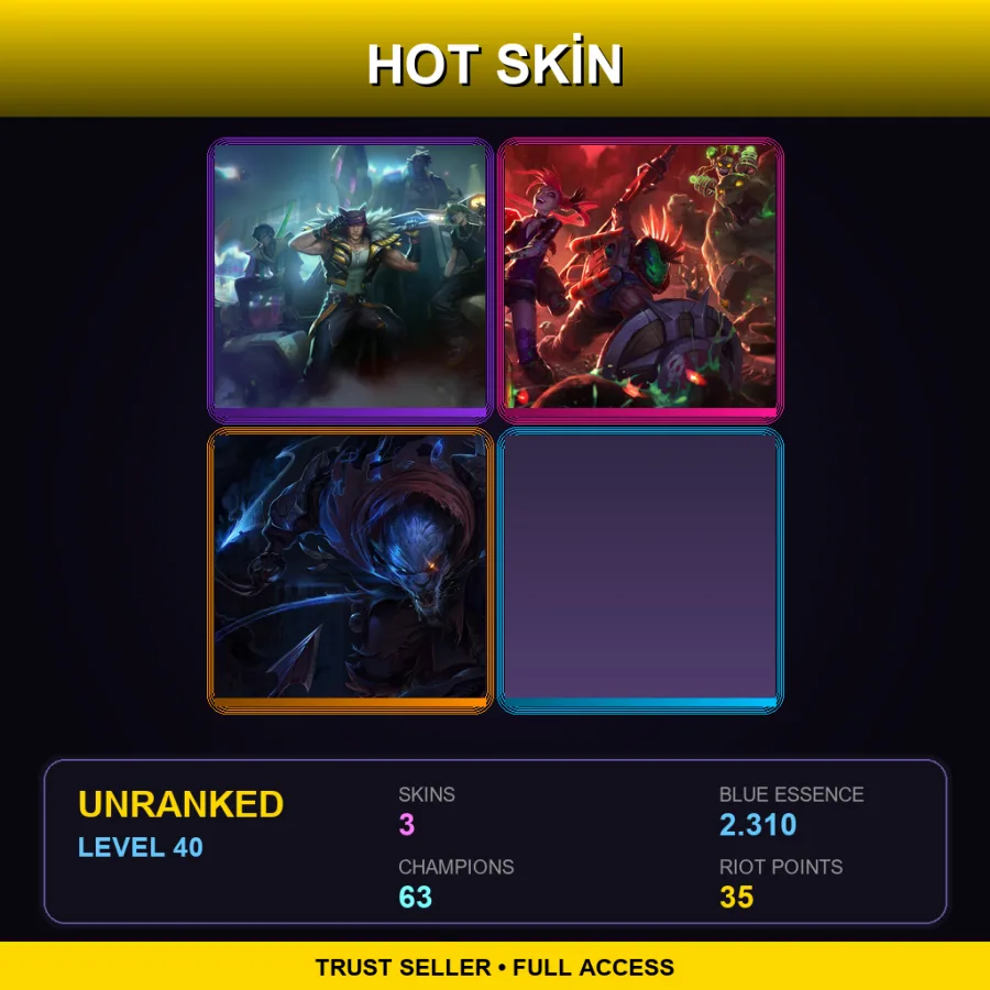 TR | Lv40 | Unranked | 3 Skin | 63 Champ