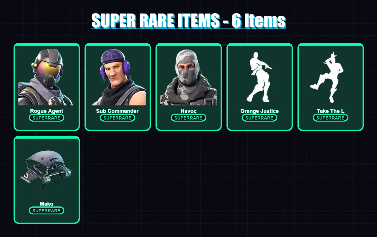 [PC/XBOX/PSN] | Rogue Agent | Sub Commander | Havoc | Spectra Knight | Raven | 35 skin | 41 pickaxe | 43 emote | 39 glider | Lv464