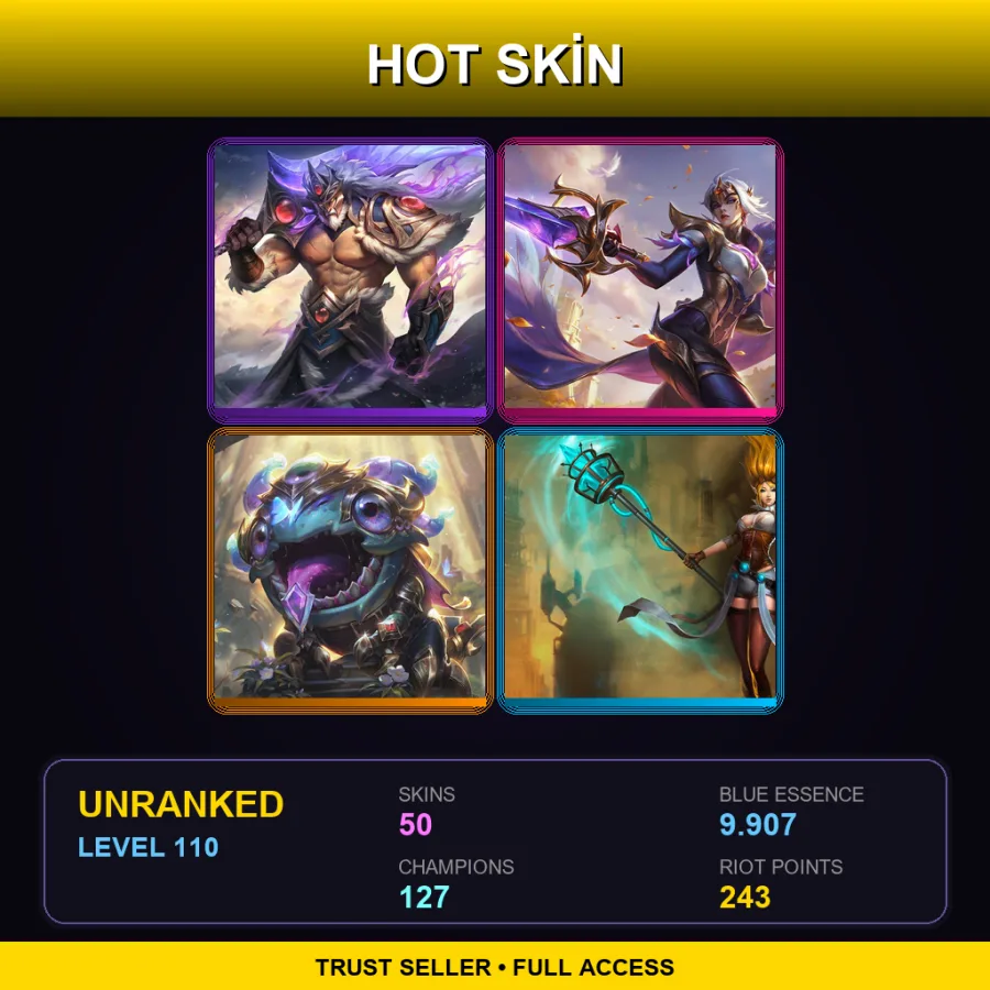 EUNE | Lv110 | Unranked | 50 Skin | 127 Champ