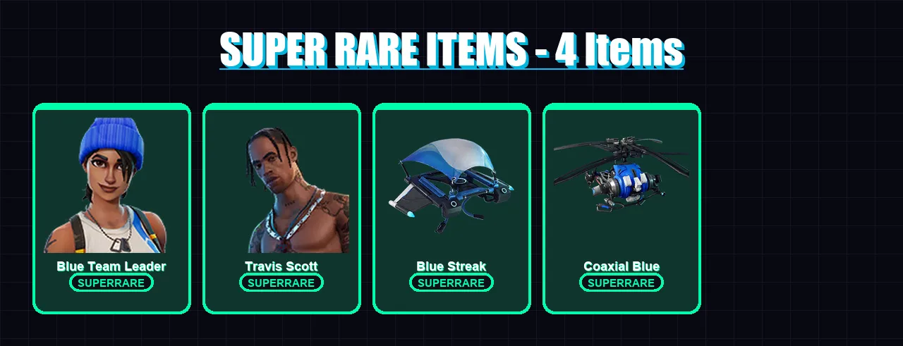 [PS4/PS5/XBOX/PC] | Blue Team Leader | Travis Scott | Gear Specialist Maya | Midas | Deadpool | 13 skin | 24 pickaxe | 25 emote | 33 glider | Lv573