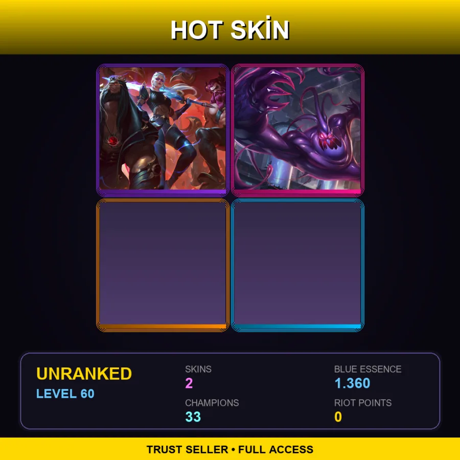 EUNE | Lv60 | Unranked | 2 Skin | 33 Champ