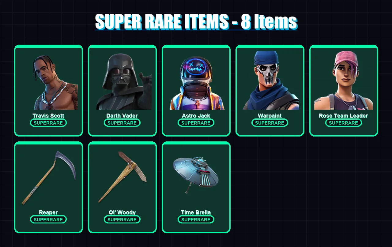 [PC/XBOX/PSN] | Travis Scott | Darth Vader | Astro Jack | Warpaint | Rose Team Leader | 281 skin | 273 pickaxe | 208 emote | 223 glider | Lv2797
