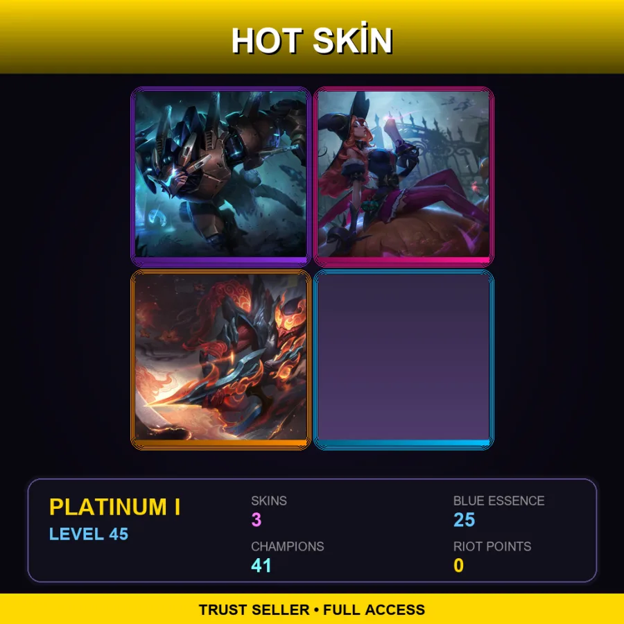 EUW | Mecha Rengar | Bewitching Miss Fortune | Shan Hai Scrolls Jhin | 3 Skin | 41 Champ | Platinum I | Lv45