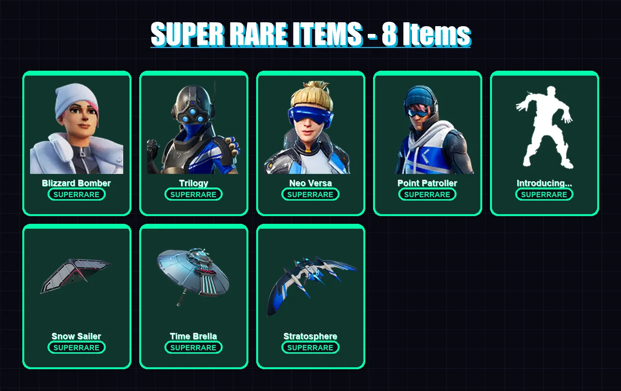 [PC/XBOX] | Blizzard Bomber | Trilogy | Neo Versa | Point Patroller | Era | 82 skin | 105 pickaxe | 65 emote | 81 glider | Lv947 — Fortnite account
