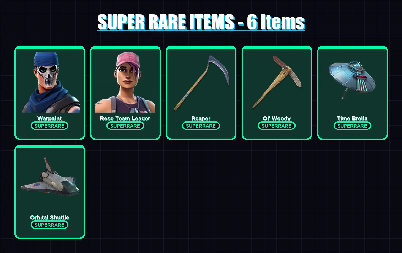 [PC] | Warpaint | Rose Team Leader | Ronin | Rox | Dark Vanguard | 167 skin | 171 pickaxe | 156 emote | 138 glider | Lv1855