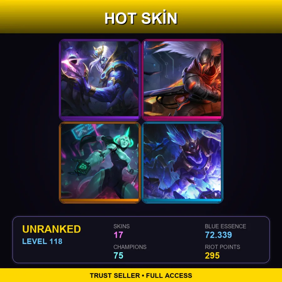 EUW | Lv118 | Unranked | 17 Skin | 75 Champ