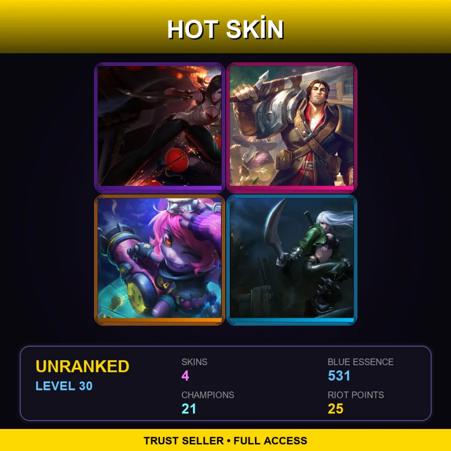 BR | Lv30 | Unranked | 4 Skin | 21 Champ