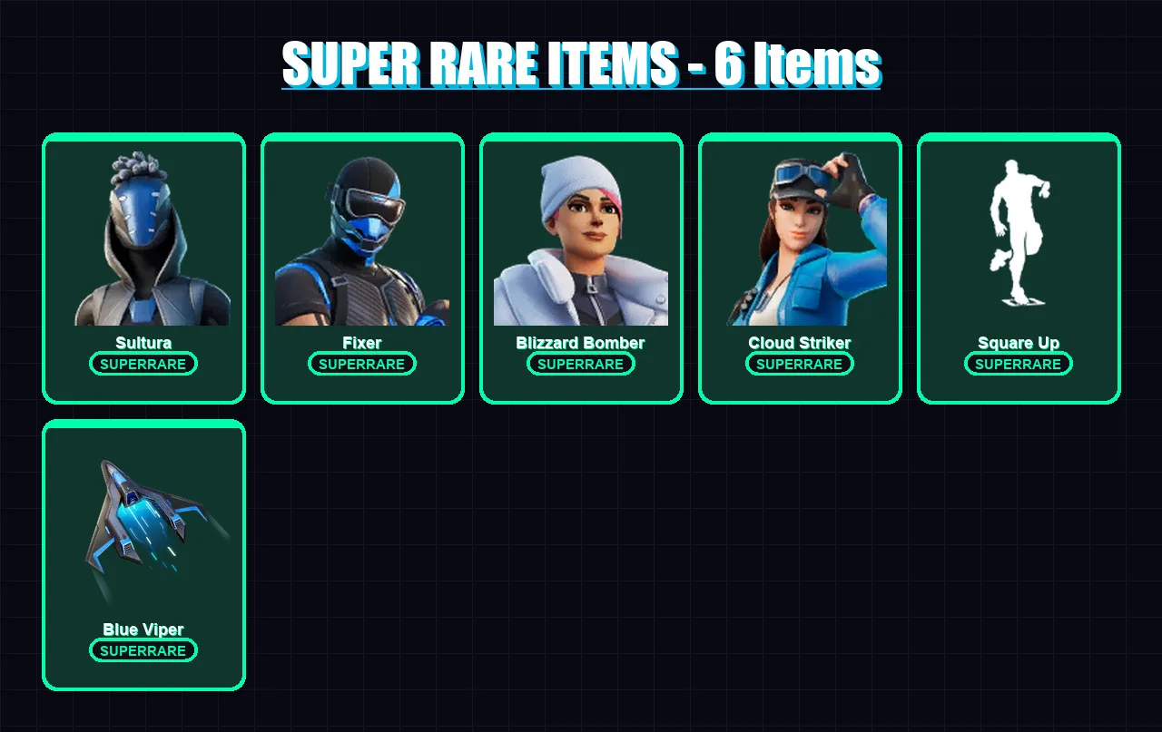 [PC] | Sultura | Fixer | Blizzard Bomber | Cloud Striker | Ronin | 34 skin | 57 pickaxe | 33 emote | 53 glider | Lv919