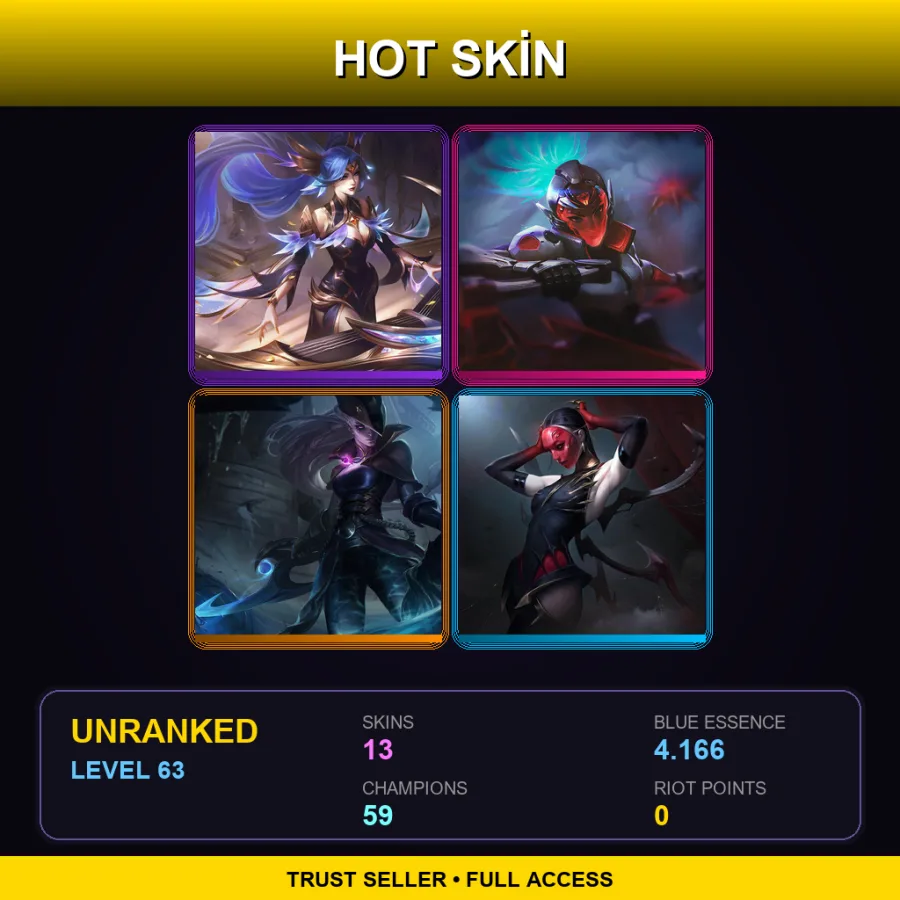 LAS | Victorious Sona | PROJECT: Akali | Dark Waters Diana | Masque of the Black Rose Elise | 13 Skin | 59 Champ | Lv63