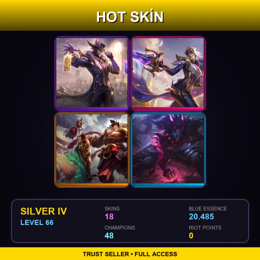 EUW | Lv66 | Silver IV | 18 Skin | 48 Champ