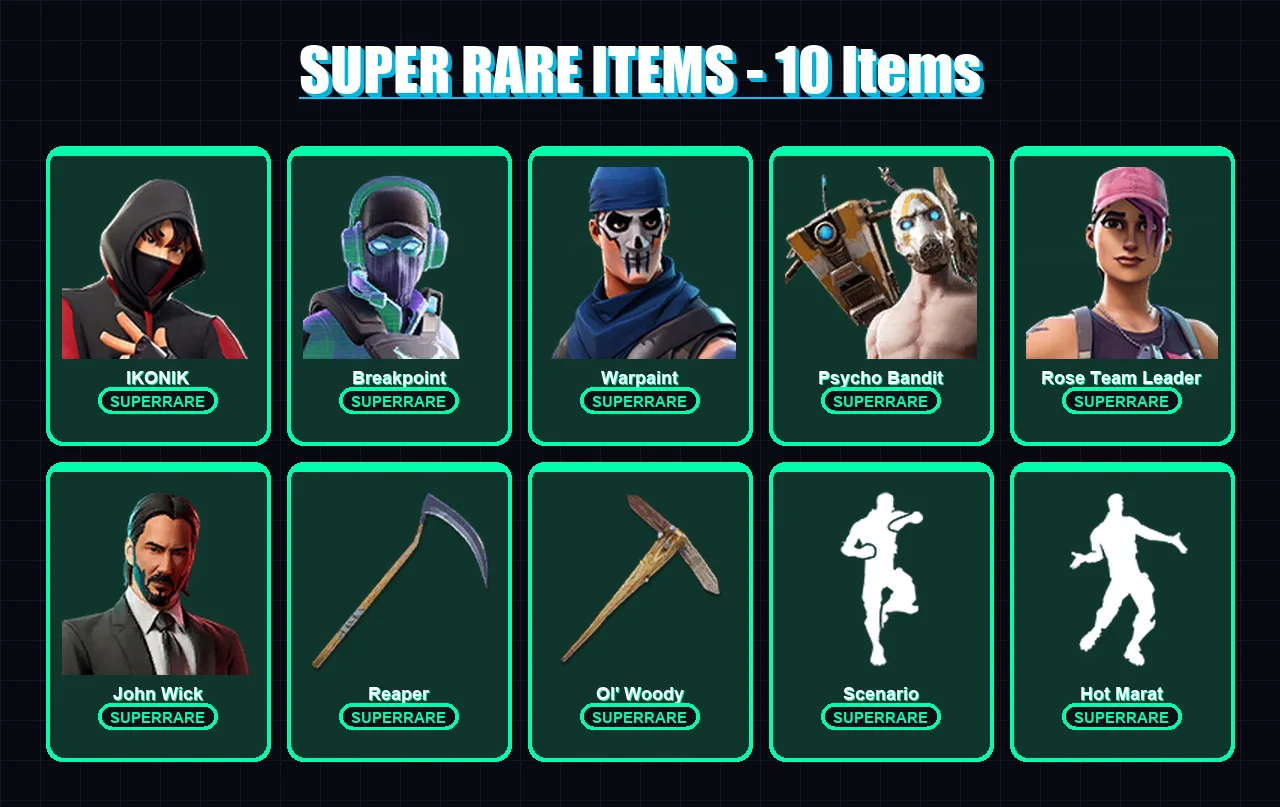 [PC/XBOX] | IKONIK | Breakpoint | Warpaint | Psycho Bandit | Rose Team Leader | 102 skin | 103 pickaxe | 91 emote | 79 glider | Lv903 — Fortnite account