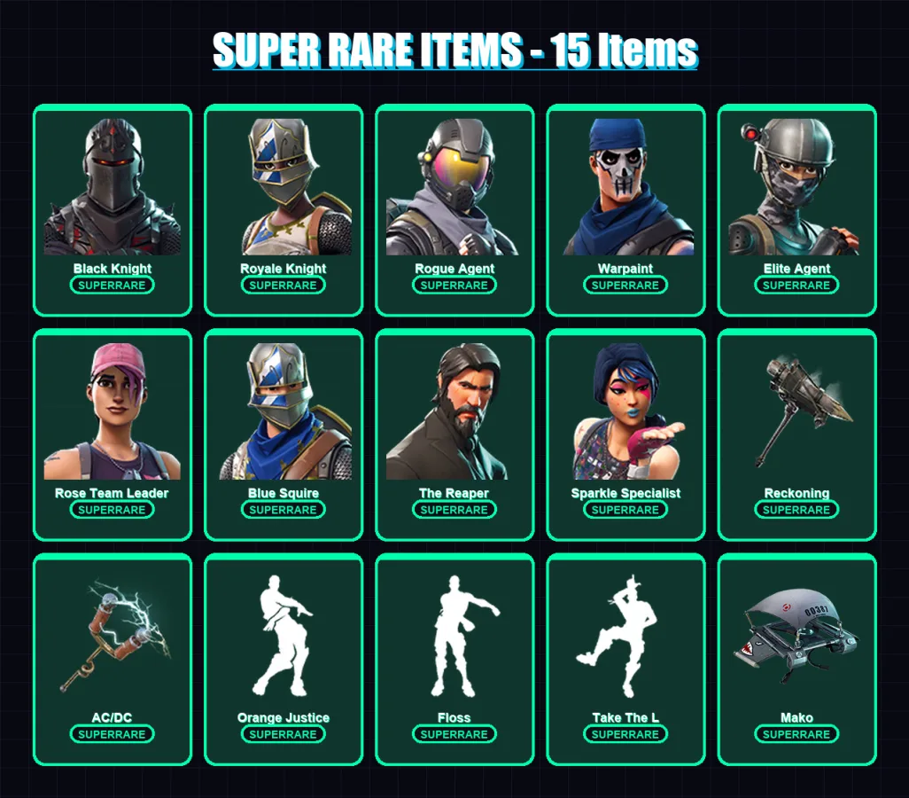 [PC/PSN] | Black Knight | Royale Knight | Rogue Agent | Warpaint | Elite Agent | 62 skin | 24 pickaxe | 56 emote | 32 glider | Lv431