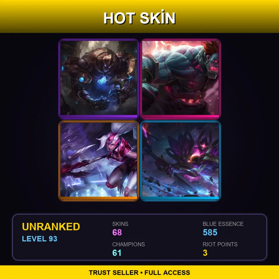 EUNE | Lv93 | Unranked | 68 Skin | 61 Champ — LoL account