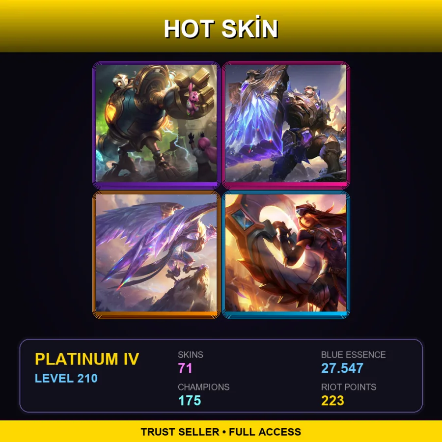 EUW | Lv210 | Platinum IV | 71 Skin | 175 Champ