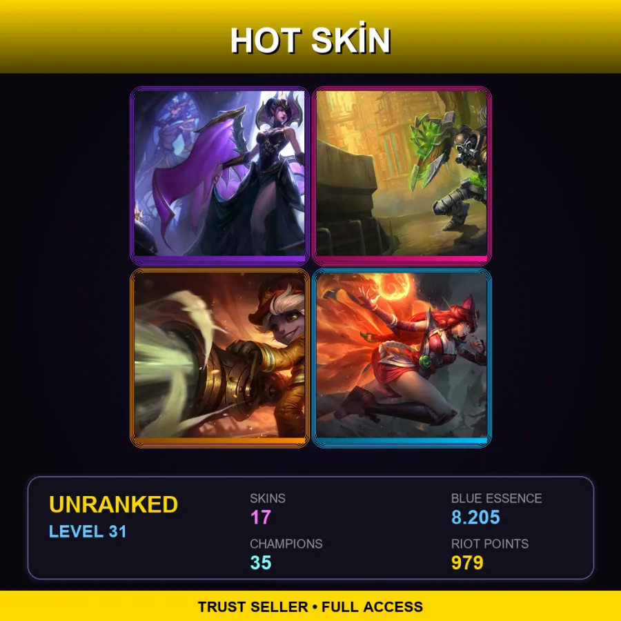 EUW | Lv31 | Unranked | 17 Skin | 35 Champ