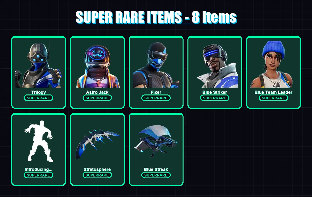 [PS4/PS5/XBOX/PC] | Trilogy | Astro Jack | Fixer | Blue Striker | Blue Team Leader | 30 skin | 31 pickaxe | 25 emote | 32 glider | Lv581