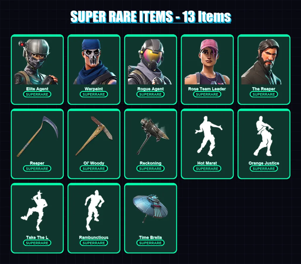 [PS4/PS5/XBOX/PC] | Elite Agent | Warpaint | Rogue Agent | Rose Team Leader | The Reaper | 242 skin | 277 pickaxe | 230 emote | 187 glider | Lv4297