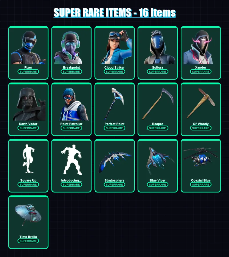 [PC] | Fixer | Breakpoint | Cloud Striker | Sultura | Xander | 178 skin | 229 pickaxe | 172 emote | 177 glider | Lv3198
