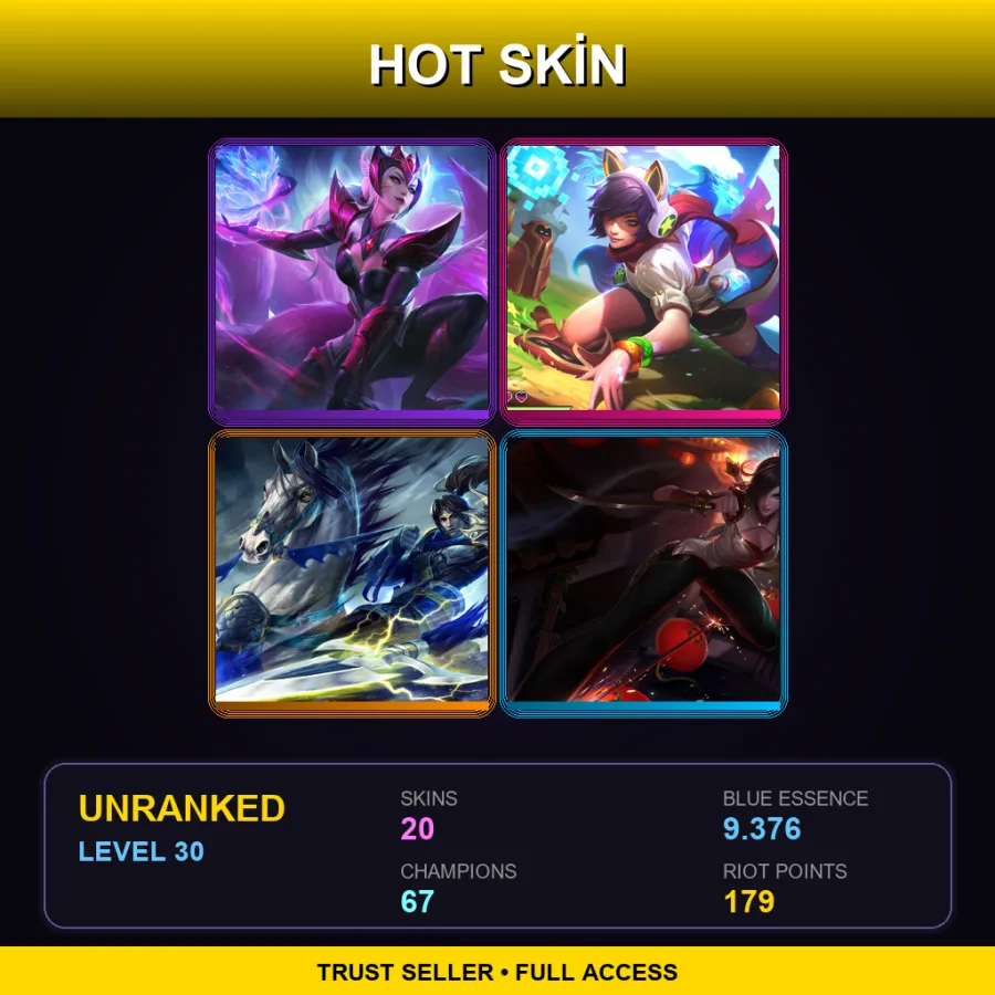 SG | Lv30 | Unranked | 20 Skin | 67 Champ — LoL account