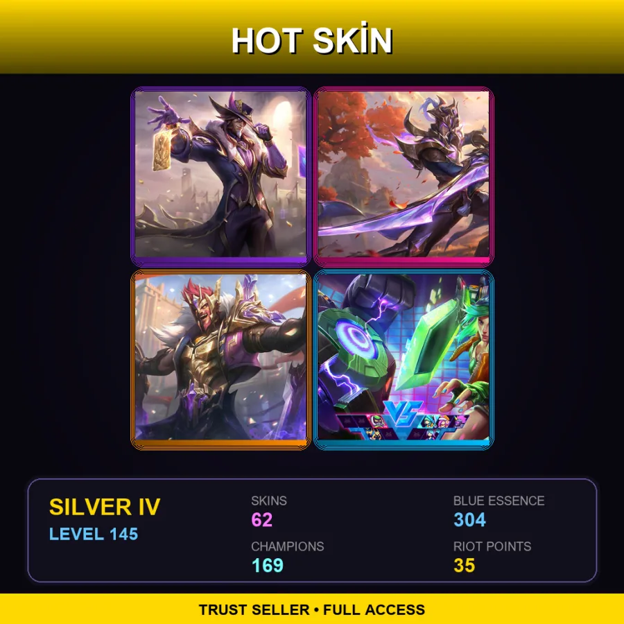 EUW | Lv145 | Silver IV | 62 Skin | 169 Champ