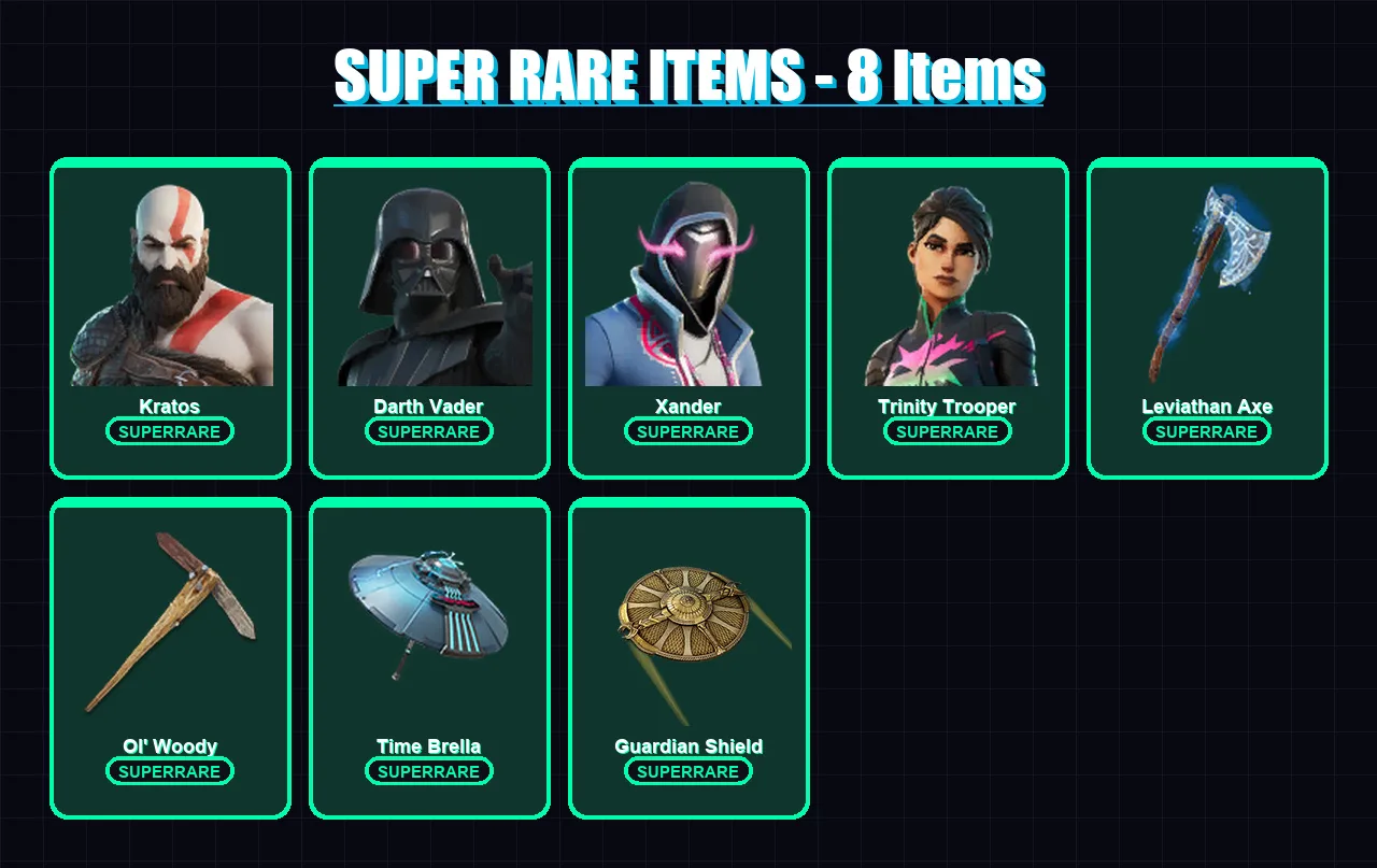 [PC/XBOX/PSN] | Kratos | Darth Vader | Xander | Trinity Trooper | Malik | 113 skin | 128 pickaxe | 89 emote | 103 glider | Lv1400 — Fortnite account