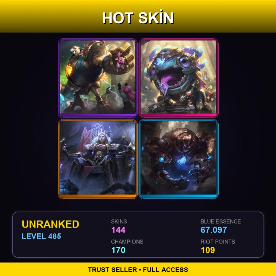 BR | Victorious Blitzcrank | Victorious Kog'Maw | Victorious Sejuani | Hextech Galio | 144 Skin | 170 Champ | Lv485