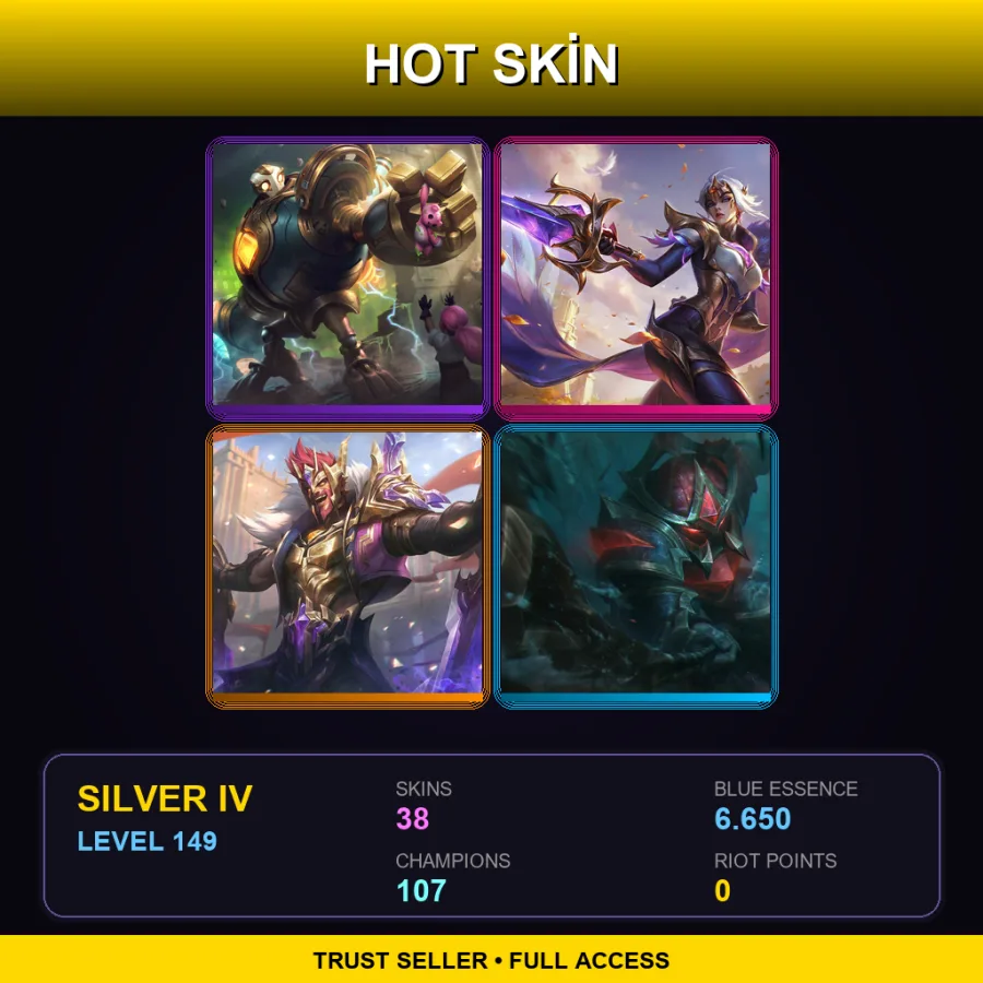 LAN | Lv149 | Silver IV | 38 Skin | 107 Champ — LoL account