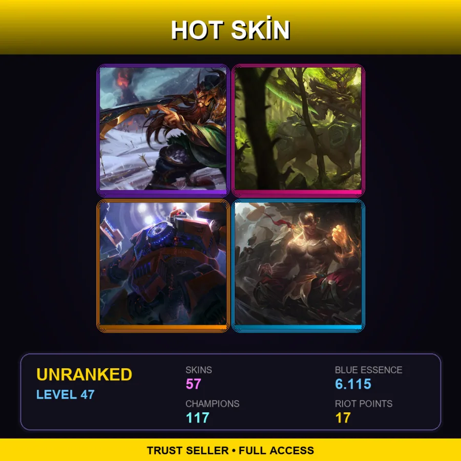 NA | Lv47 | Unranked | 57 Skin | 117 Champ — Unranked / Smurf League of Legends