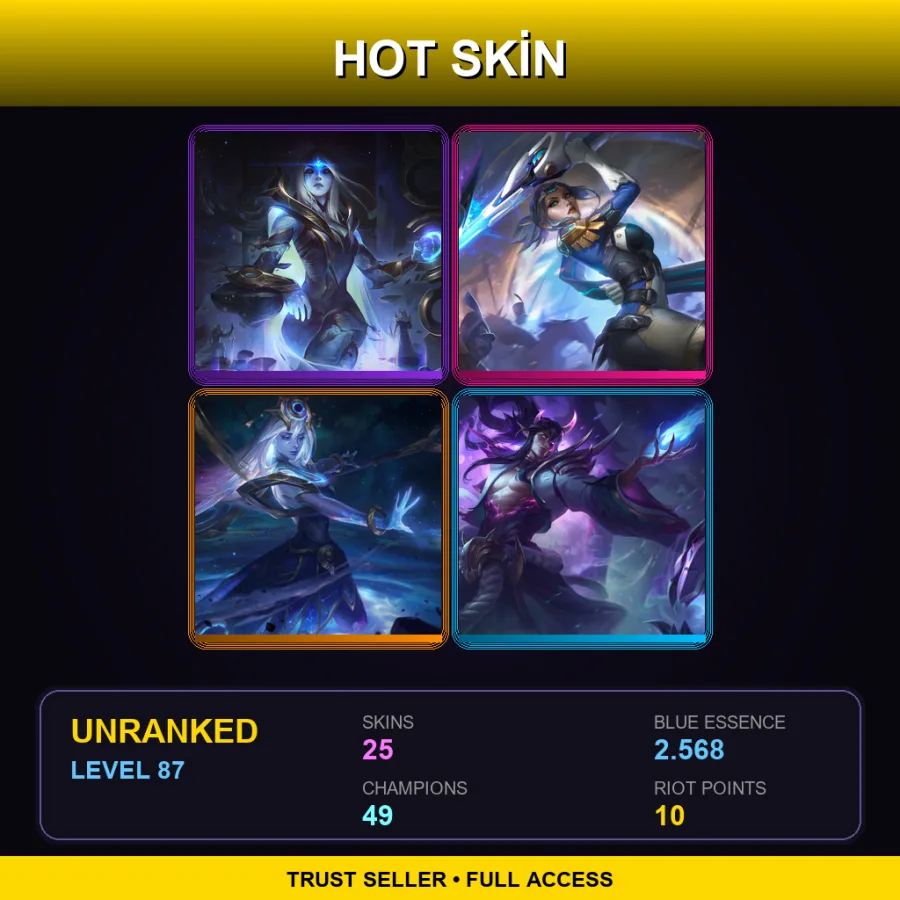 EUNE | Lv87 | Unranked | 25 Skin | 49 Champ — LoL account