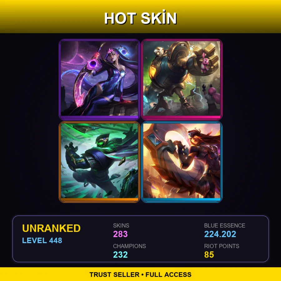 VN | Lv448 | Unranked | 283 Skin | 232 Champ