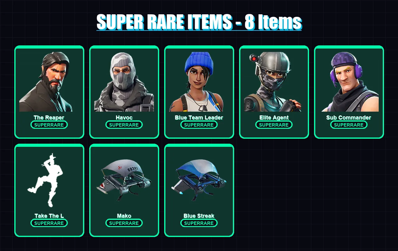 [PC/XBOX] | The Reaper | Chun-Li | Cammy | Havoc | Blue Team Leader | 13 skin | 8 pickaxe | 12 emote | 10 glider | Lv160 — Fortnite account