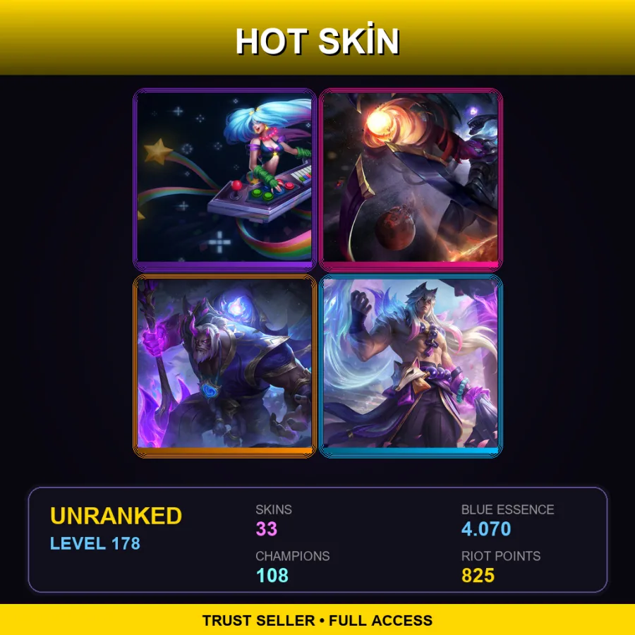 TR | Lv178 | Unranked | 33 Skin | 108 Champ with Yone