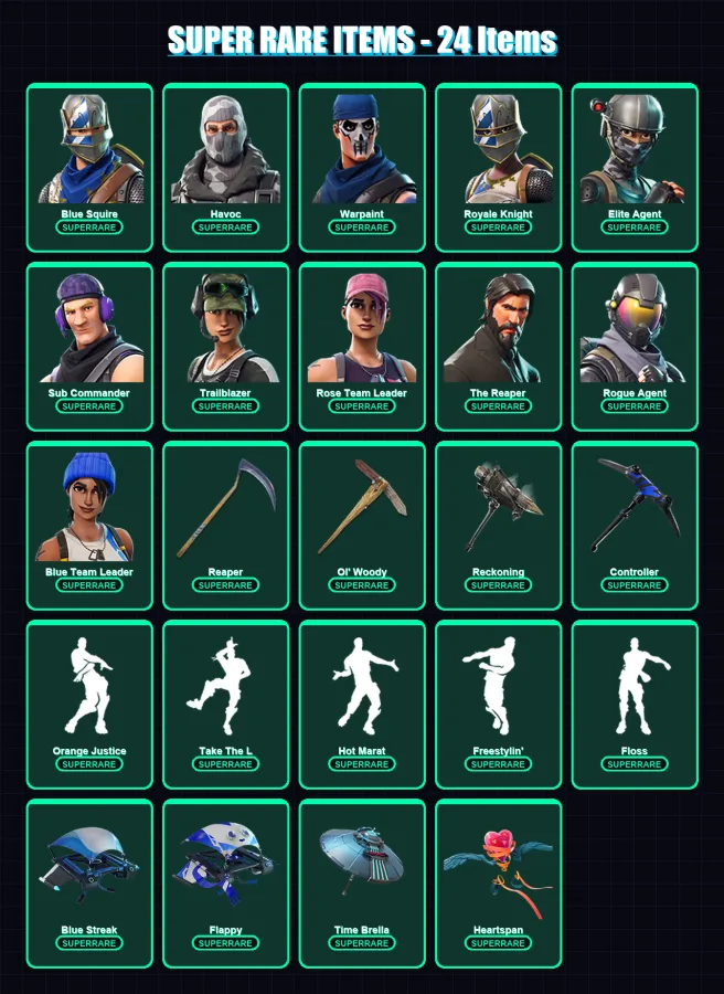 [PC/XBOX] | Blue Squire | Havoc | Warpaint | Royale Knight | Elite Agent | 81 skin | 78 pickaxe | 86 emote | 85 glider | Lv967