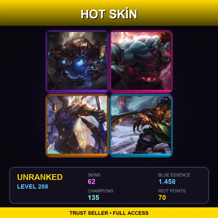 EUNE | Lv208 | Unranked | 62 Skin | 135 Champ