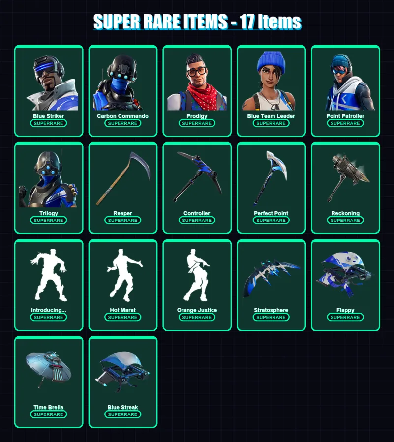 [PS4/PS5/XBOX/PC] | Blue Striker | Carbon Commando | Prodigy | 99 skin | Lv1496