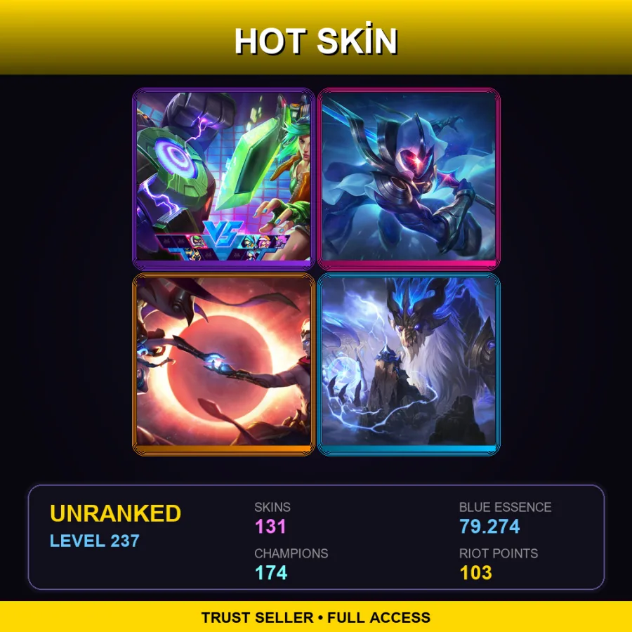 LAS | Lv237 | Unranked | 131 Skin | 174 Champ — LoL account