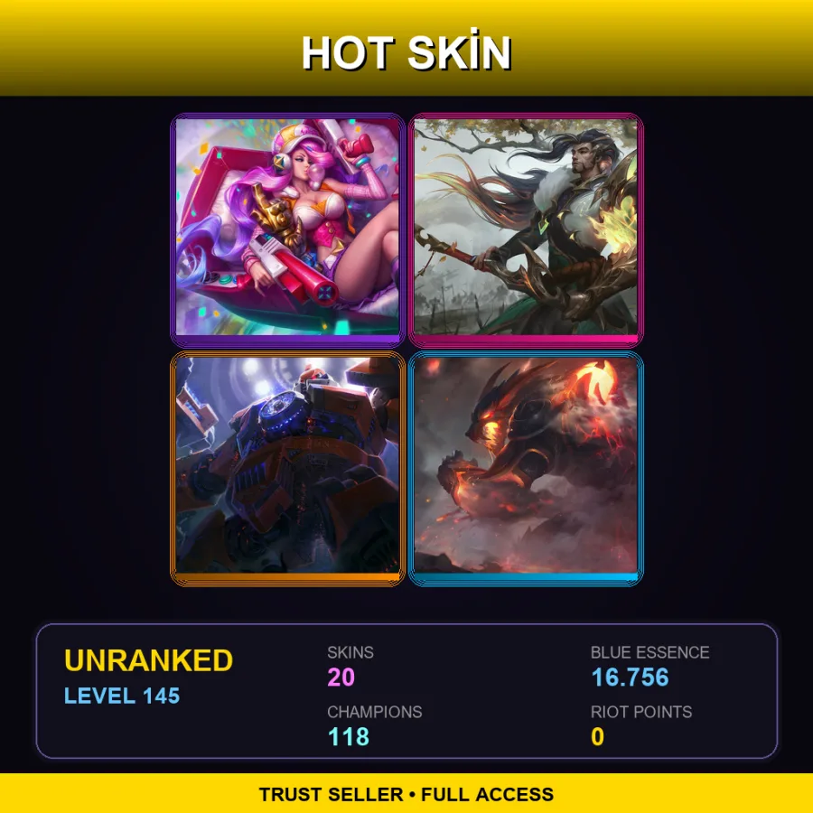 LAN | Lv145 | Unranked | 20 Skin | 118 Champ — T1 Orianna