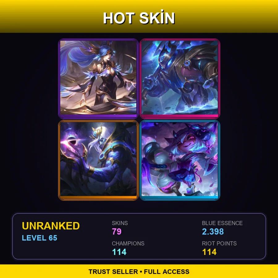 EUNE | Lv65 | Unranked | 79 Skin | 114 Champ — LoL account