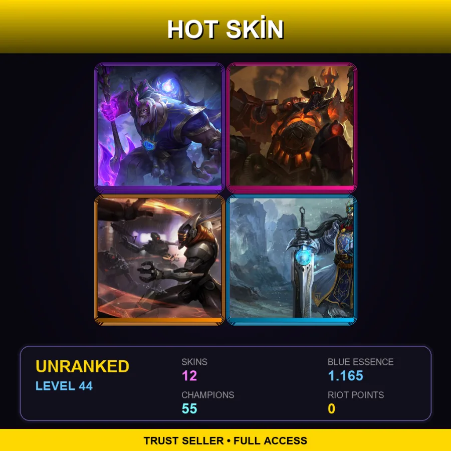 EUNE | Lv44 | Unranked | 12 Skin | 55 Champ
