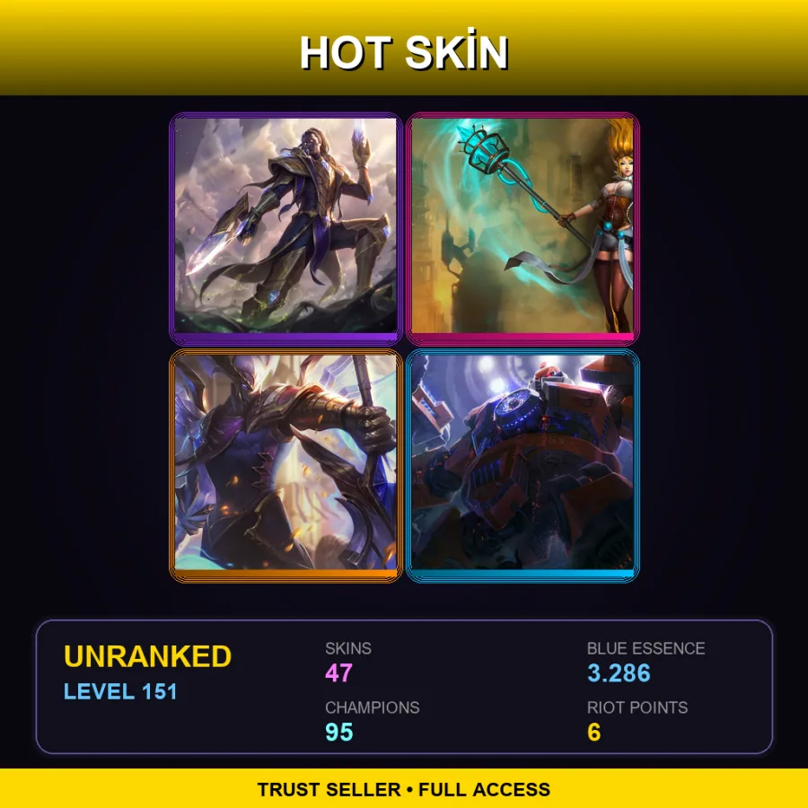 SG | Lv151 | Unranked | 47 Skin | 95 Champ — LoL account