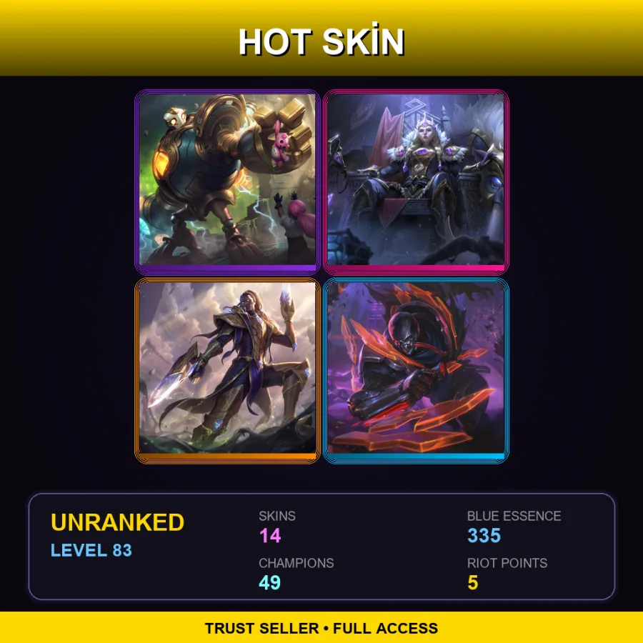 LAN | Lv83 | Unranked | 14 Skin | 49 Champ — Battle Bunny Prime Riven